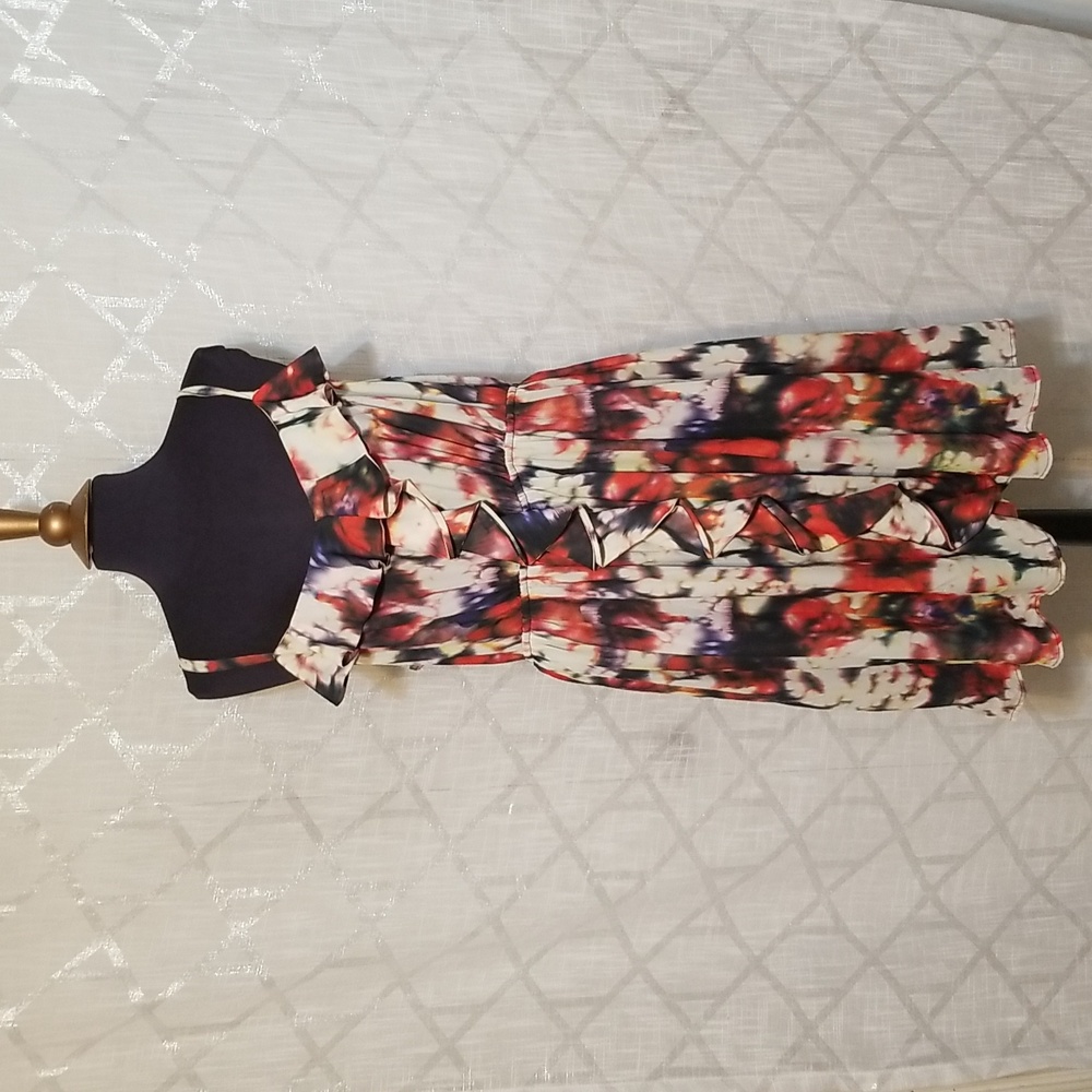 Lane Bryant Summer Ruffle Dress Womens Size 14/16 Sleeveless Abstract Strappy